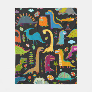 Funny dinosaur seamless pattern fleece blanket