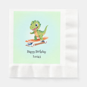Funny dinosaur Skateboard Birthday party boys Napkin