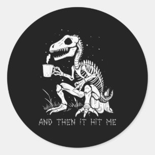 Funny Dinosaur Skeleton Costume Goth Men Women Hal Classic Round Sticker