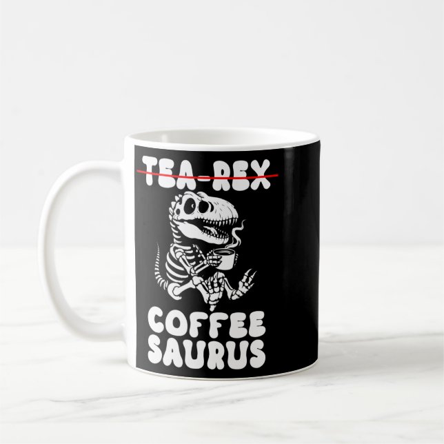 Funny Dinosaur Skeleton Costume Goth Tea-Rex Coffee Mug (Left)