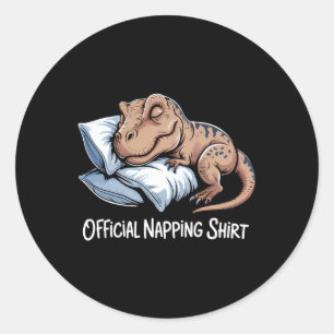 Funny Dinosaur Sleeping Dinosaur Lover Official Na Classic Round Sticker