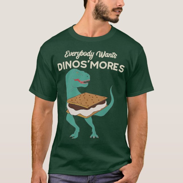 Funny Dinosaur Smores Camping DinoSmores T-Rex T-Shirt (Front)