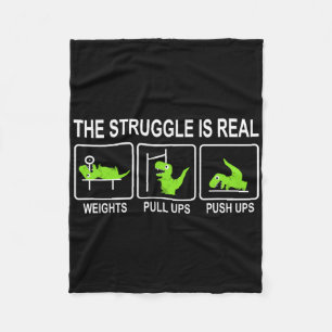 Funny Dinosaur Sports Gym Bench Press Pull-ups Pus Fleece Blanket