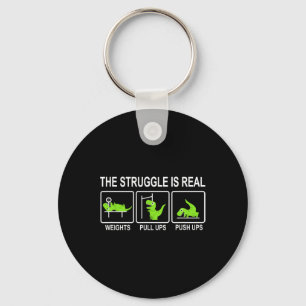 Funny Dinosaur Sports Gym Bench Press Pull-ups Pus Keychain
