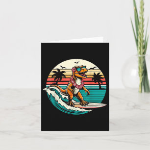 Funny Dinosaur Surfboard Beach Summer Surfing Trex Card