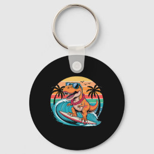 Funny Dinosaur Surfboard Beach Summer Surfing Trex Keychain