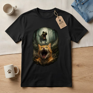 Funny Dinosaur T-Rex Attack Roaring Cat T-Shirt