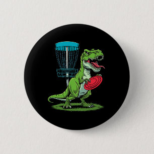 Funny Dinosaur T-rex Disc Golf Player Sket Golfer  2 Inch Round Button