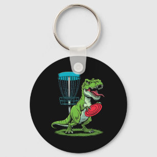 Funny Dinosaur T-rex Disc Golf Player Sket Golfer  Keychain