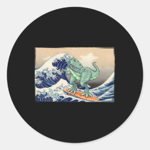 Funny Dinosaur, T Rex Surfing, Dinosaur Art, Dinos Classic Round Sticker