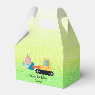 Funny dinosaur tractor Birthday party DIY Name Favor Box