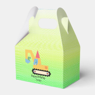 Funny dinosaur tractor Birthday party DIY Name Favor Box