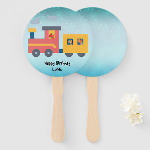 Funny dinosaur train truck boy Back 2 School Birth Hand Fan