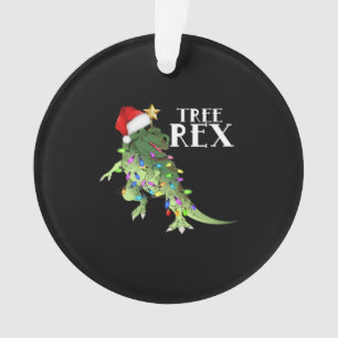 FUNNY DINOSAUR TREE REX WITH CHRISTMAS LIGHTS T-SH ORNAMENT