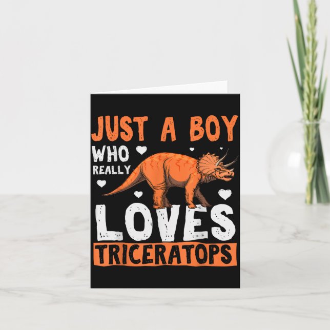 Funny Dinosaur Triceratops Apparel For Boys  Card (Front)