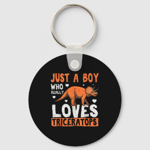 Funny Dinosaur Triceratops Apparel For Boys  Keychain