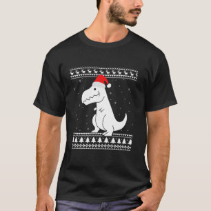 Funny Dinosaur Ugly Xmas Santa Hat T Rex Dino Chri T-Shirt