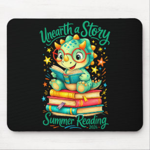 Funny dinosaur unearth story summer reading kids mouse pad