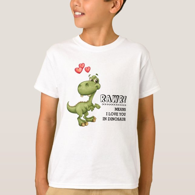 Funny Dinosaur Valentine's Day Gift T-Shirt (Front)