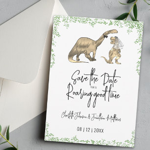 Funny Dinosaur Wedding Green Save The Date