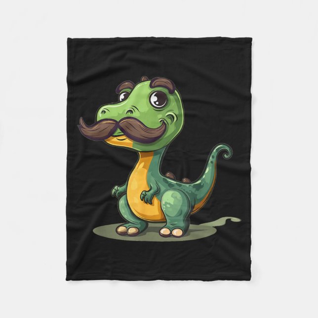 Funny Dinosaur With Mustache Beard For Adults And  Fleece Blanket (Front)