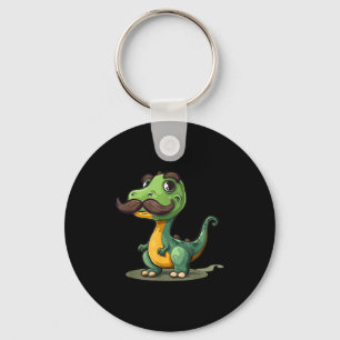 Funny Dinosaur With Mustache Beard For Adults And Keychain