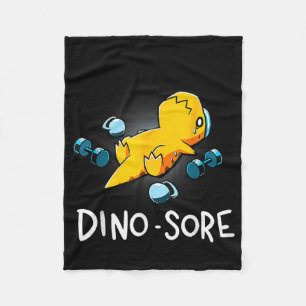 Funny Dinosaur Workout Gym Fitness Lifting  Fleece Blanket