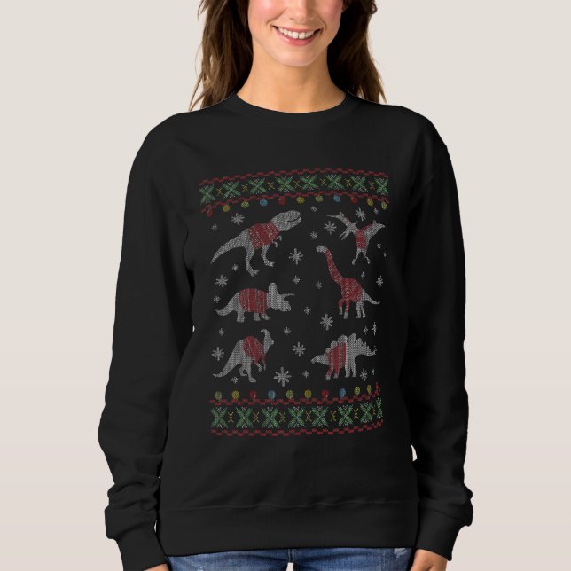 Funny Dinosaurs Christmas Ugly Christmas Sweater (Front)