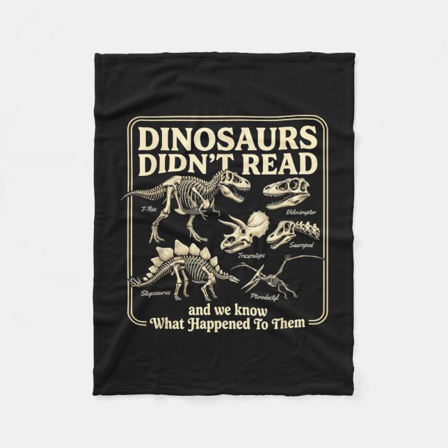 Funny dinosaurs didn't read bookworm kids summer fleece blanket (Front)