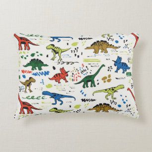 funny dinosaurs graphic colour pattern accent pillow