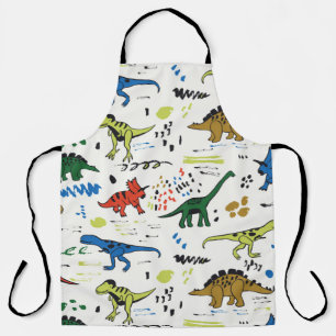 funny dinosaurs graphic colour pattern apron