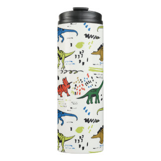 funny dinosaurs graphic colour pattern thermal tumbler