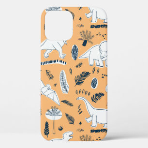 funny dinosaurs with palm leaves pattern iPhone 12 case