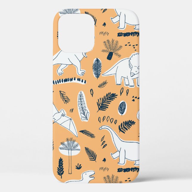 funny dinosaurs with palm leaves pattern Case-Mate iPhone case (Back)