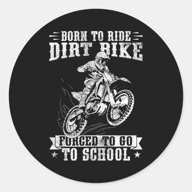Funny Dirt Bike Art For Boys Girls Motocross Dirt  Classic Round Sticker (Front)