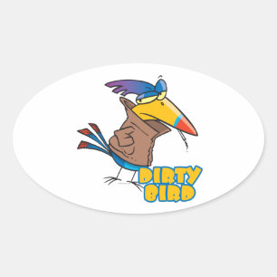 funny dirty bird naughty toucan cartoon oval sticker