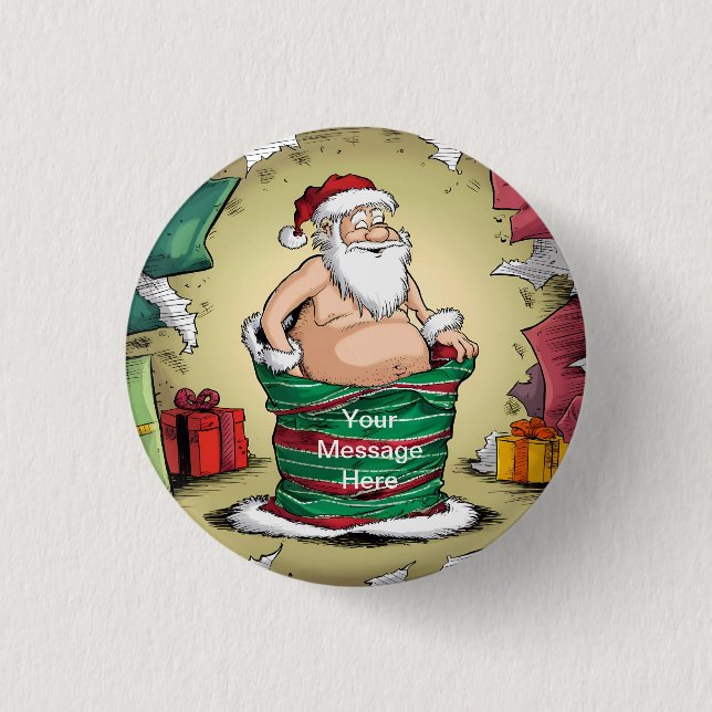 Funny Dirty Santa Christmas Collection 1 Inch Round Button (Front)