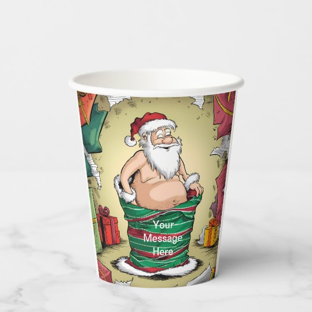 Funny Dirty Santa Christmas Collection Paper Cups (Back)