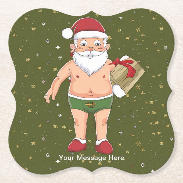 Funny Dirty Santa Christmas Collection Paper Cups Coaster (Front)