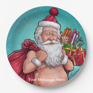 Funny Dirty Santa Christmas Collection Paper Plate