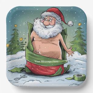 Funny Dirty Santa Christmas Collection Paper Plate