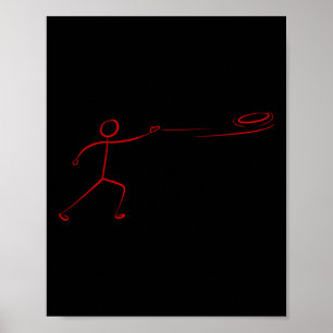 Funny Disc Golf Art For Men Women Stickman Disc Go Poster