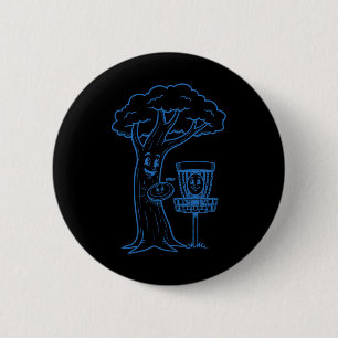 Funny Disc Golf Bonk Tree And Sket Flying Disc Sce 2 Inch Round Button