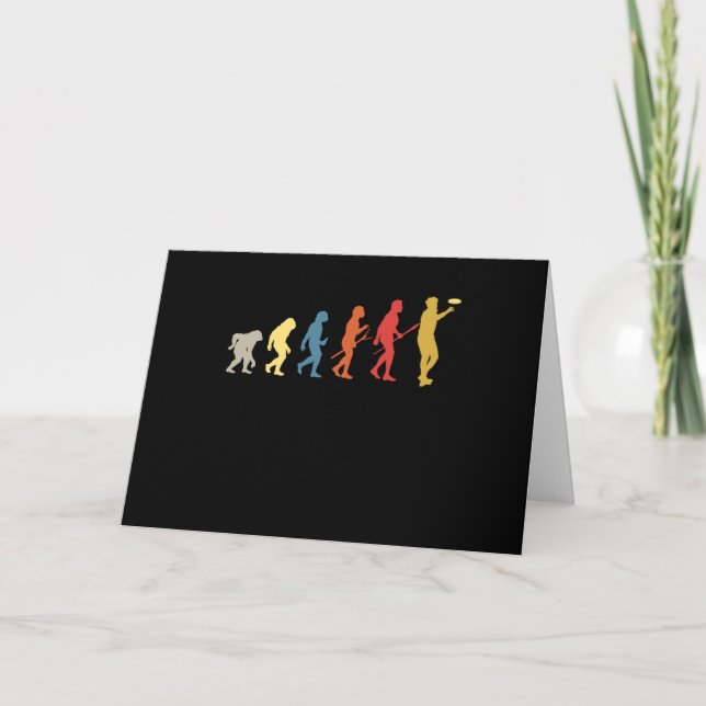 Funny Disc Golf Evolution Gift Vintage Frisbee Card (Front)