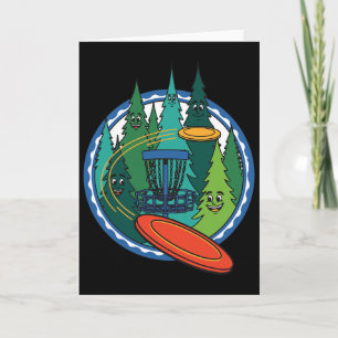 Funny Disc Golf Flying Disc Sket Forest Scene Card