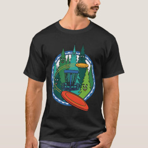 Funny Disc Golf Flying Disc Sket Forest Scene T-Shirt