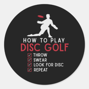 Funny Disc Golf Instruction Frisbee Disc Golfing Classic Round Sticker