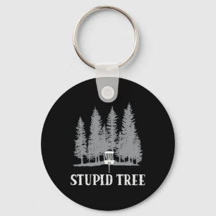 Funny Disc Golf Player Humour Stupid Tree  Keychain