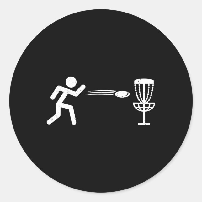 Funny Disc Golf Player Stick Figure Disc Golf  Classic Round Sticker (Front)