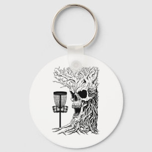 Funny Disc Golf Player Stupid Guardian Trees Skull Keychain